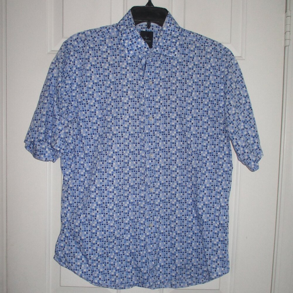 Tailorbyrd Mens S/S Blue Cotton Casual Shirt - Size Medium